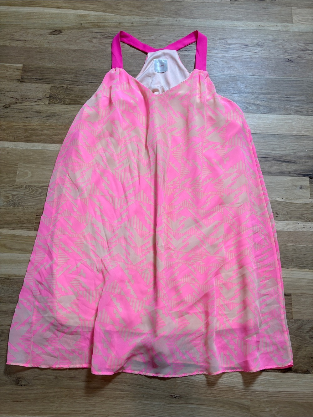 NYMPHE Hot Pink & Cream Geometric Patterned Mini Dress Women’s S